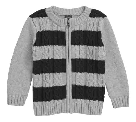 Kids' long-sleeve full-zip flat-knit sweater. Easy to wear and perfect for active children.