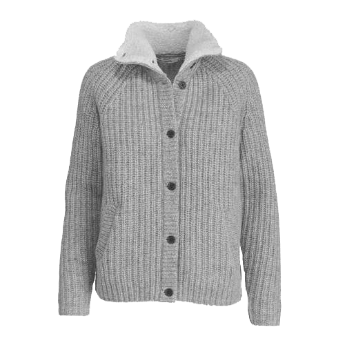Ladies' flat-knit cardigan sweater. An essential layering piece for all seasons.