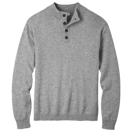 Men's long-sleeve button-up flat-knit sweater. A stylish and comfortable layering option.